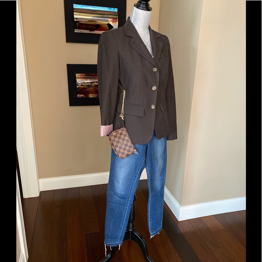 City DKNY Women Rich Brown Jacket/Blazer
